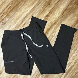 Figs Black Track Jogger Pants with Gray Drawstring